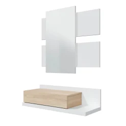 Console suspendue avec 1 tiroir et 1 miroir L75 cm - TEKKAN