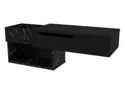 Console suspendue avec 1 tiroir et 2 niches - Effet marbre noir - DAREKA