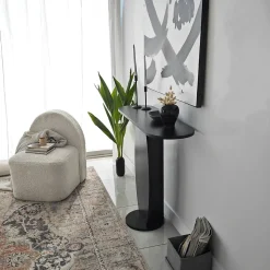 Console Toliman, Table polyvalente, Armoire de rangement, Bureau du couloir, 100x30h81 cm, Anthracite