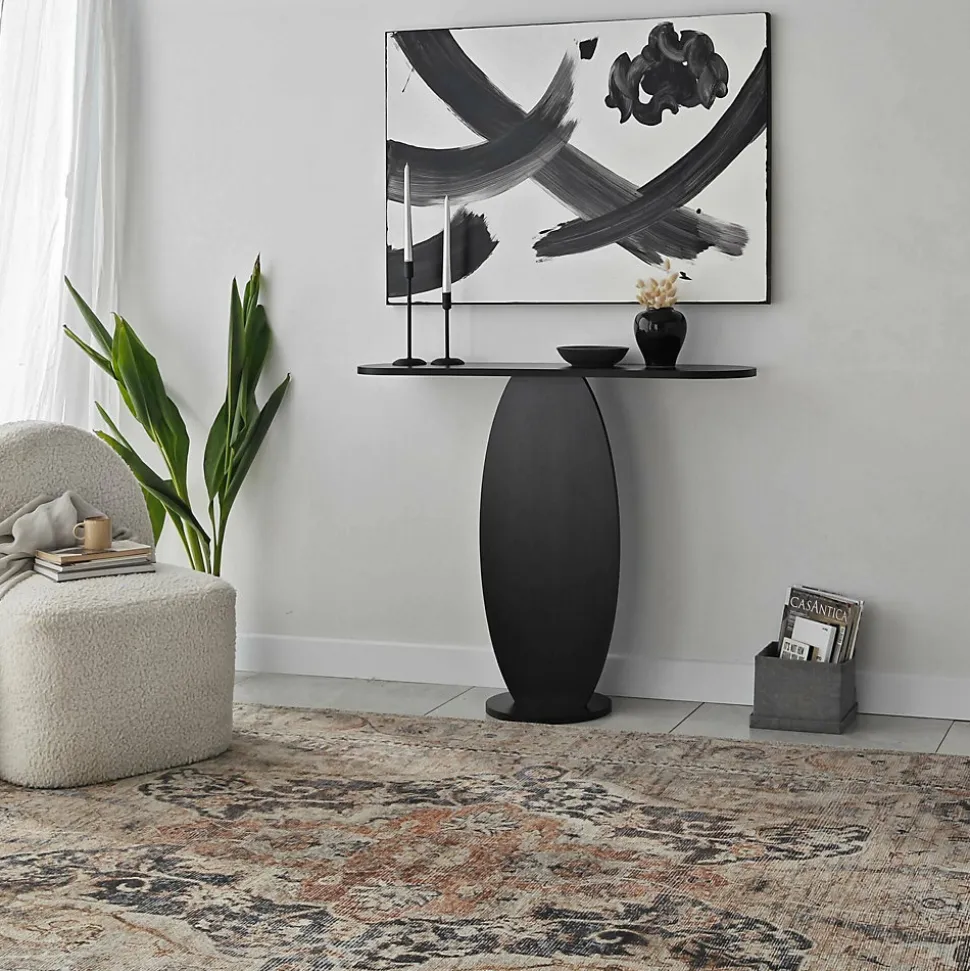 Console Toliman, Table polyvalente, Armoire de rangement, Bureau du couloir, 100x30h81 cm, Anthracite