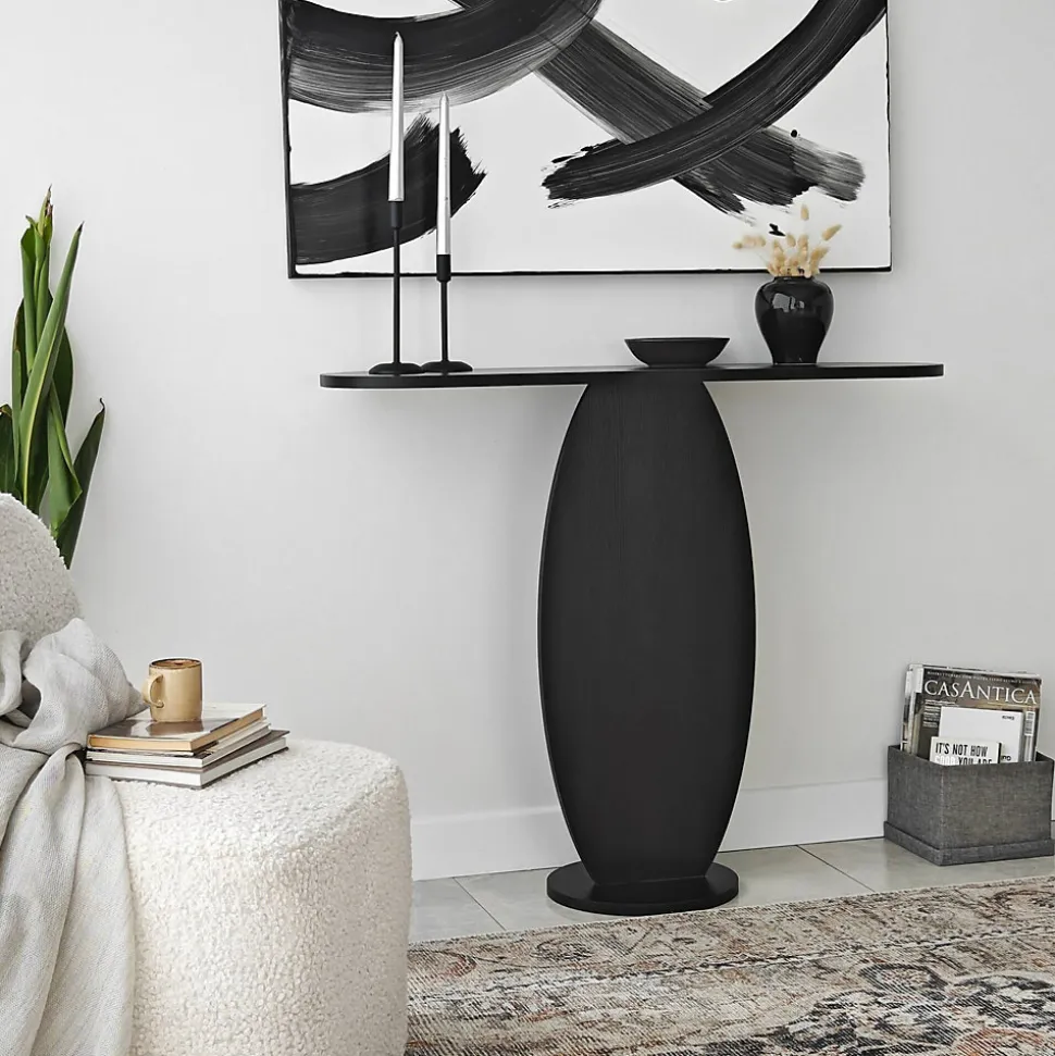 Console Toliman, Table polyvalente, Armoire de rangement, Bureau du couloir, 100x30h81 cm, Anthracite