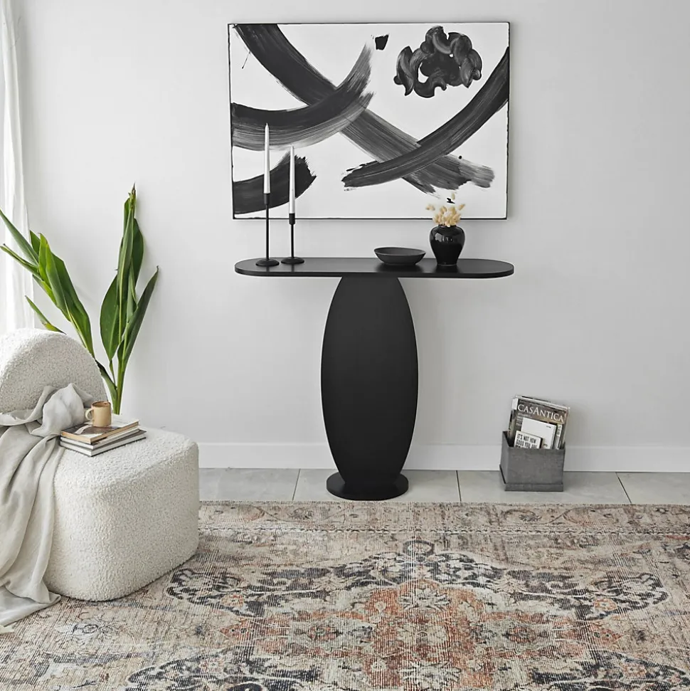 Console Toliman, Table polyvalente, Armoire de rangement, Bureau du couloir, 100x30h81 cm, Anthracite