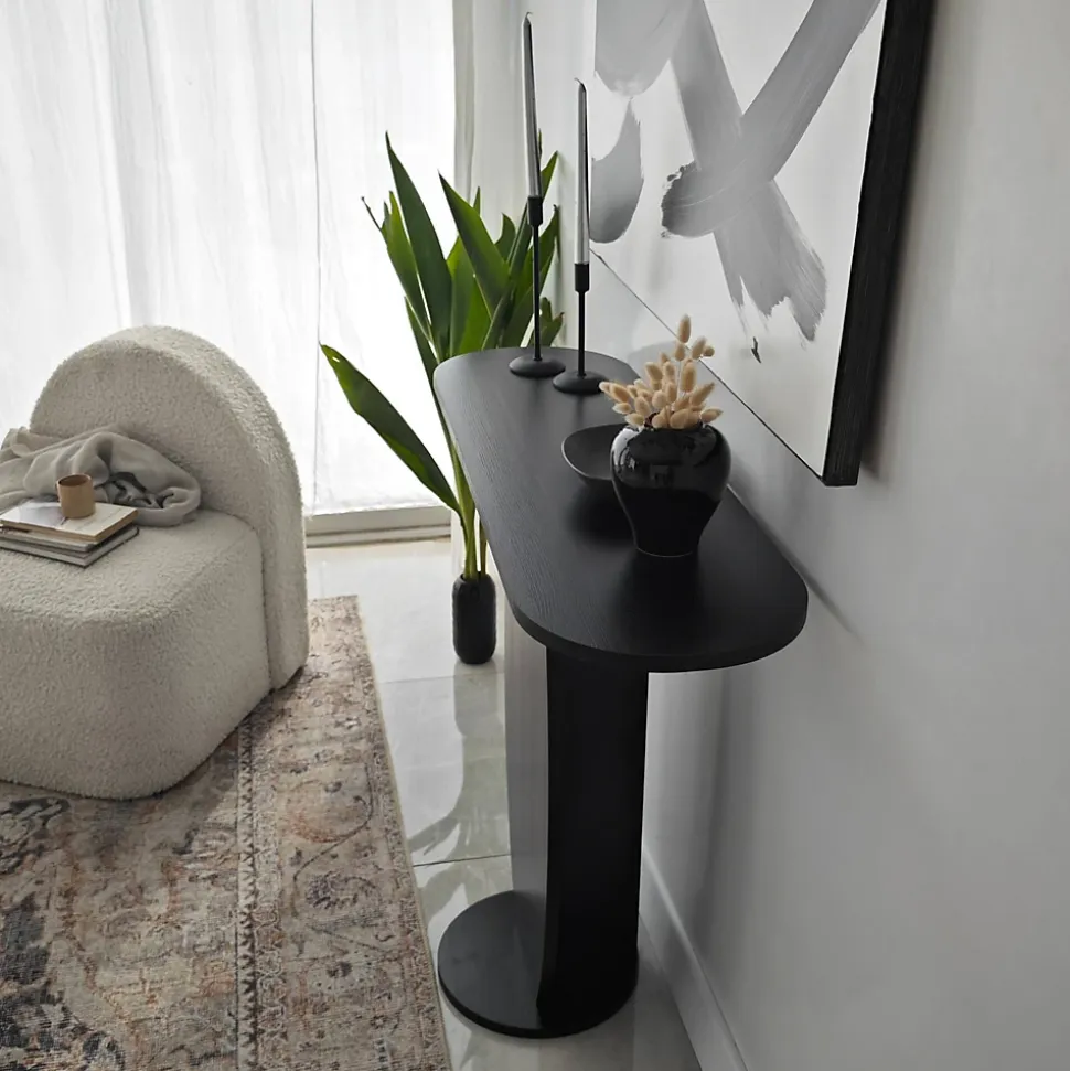 Console Toliman, Table polyvalente, Armoire de rangement, Bureau du couloir, 100x30h81 cm, Anthracite