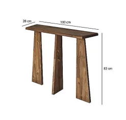 Console TomoeGozen, Table polyvalente, Armoire de rangement, Bureau du couloir, 100x28 h83 cm, Chêne