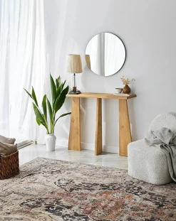 Console TomoeGozen, Table polyvalente, Armoire de rangement, Bureau du couloir, 100x28 h83 cm, Chêne