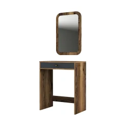 Console Ursa, Table polyvalente, Armoire de rangement, Bureau du couloir, 70x85h40 cm, Noyer et Anthracite