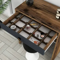 Console Ursa, Table polyvalente, Armoire de rangement, Bureau du couloir, 70x85h40 cm, Noyer et Anthracite
