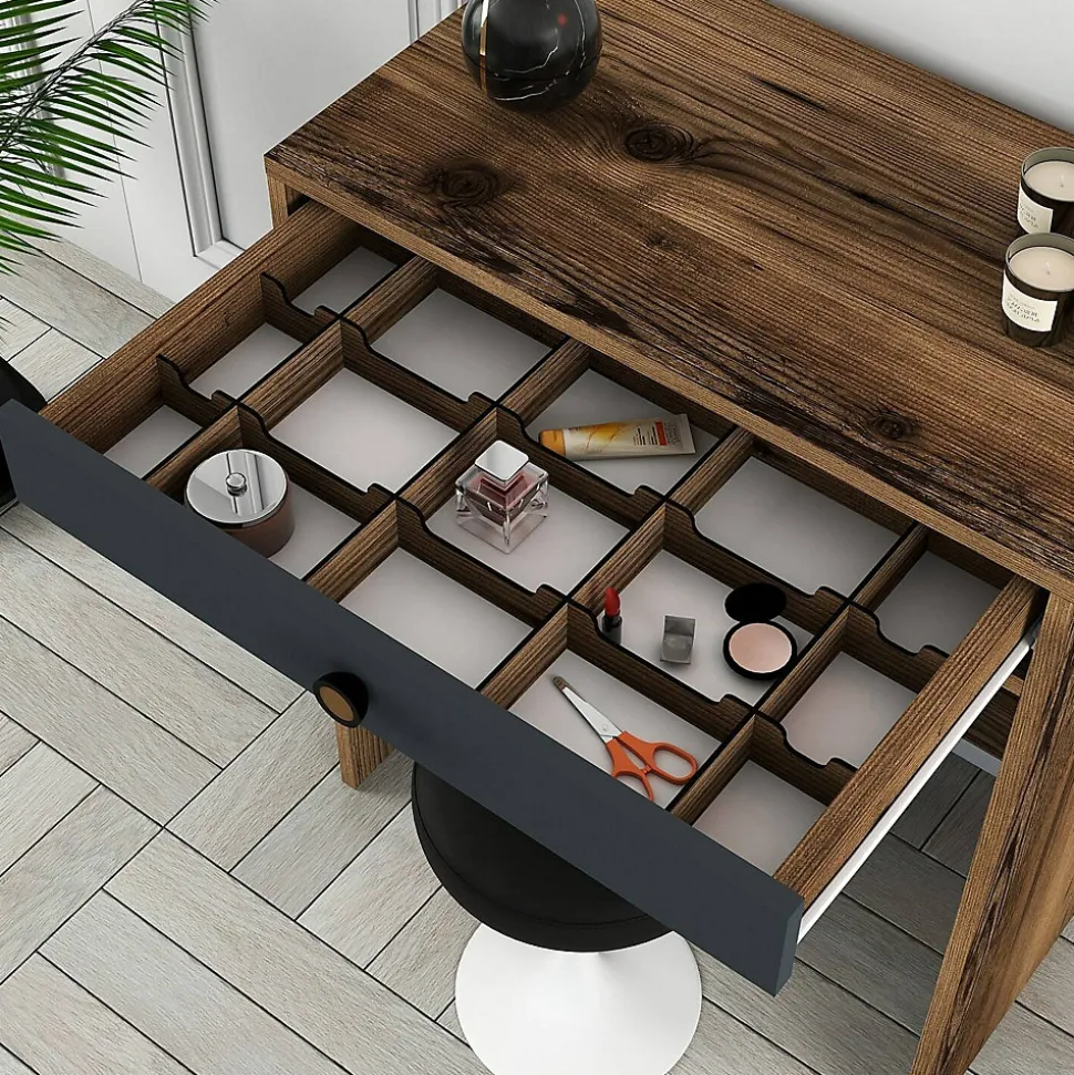 Console Ursa, Table polyvalente, Armoire de rangement, Bureau du couloir, 70x85h40 cm, Noyer et Anthracite