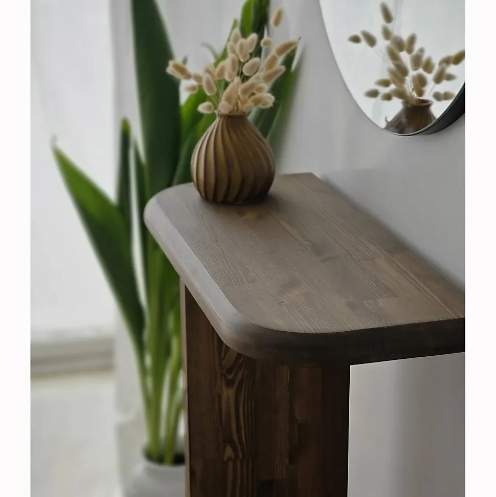 Console Vespera, Table polyvalente, Armoire de rangement, Bureau du couloir, 80x25h85 cm, Noyer