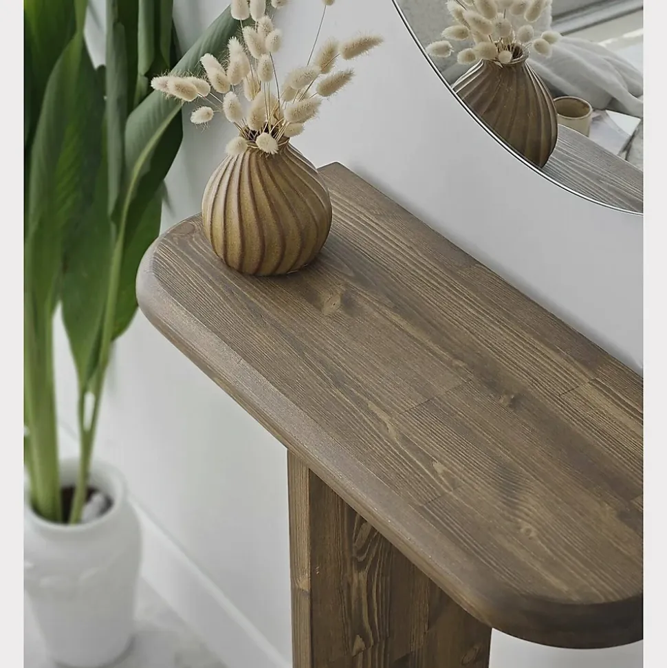 Console Vespera, Table polyvalente, Armoire de rangement, Bureau du couloir, 80x25h85 cm, Noyer