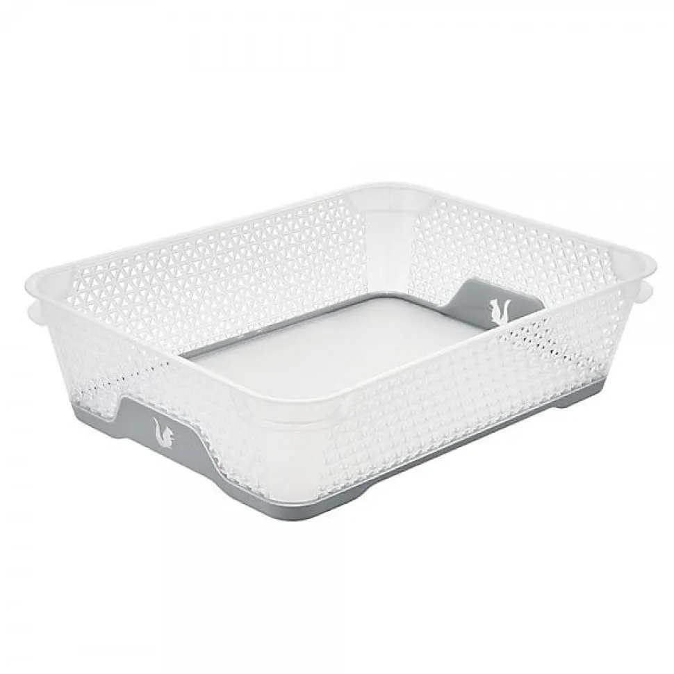 Corbeille de rangement antidérapante A5 pour bureau et école - Gris