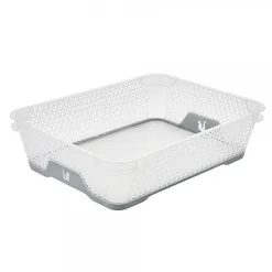 Corbeille de rangement antidérapante A5 pour bureau et école - Gris