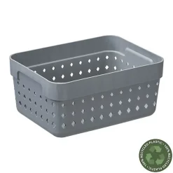 Corbeille de rangement élégante en plastique recyclé L - Gris