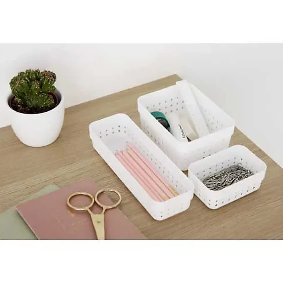 Corbeille de rangement élégante en plastique recyclé L - Gris