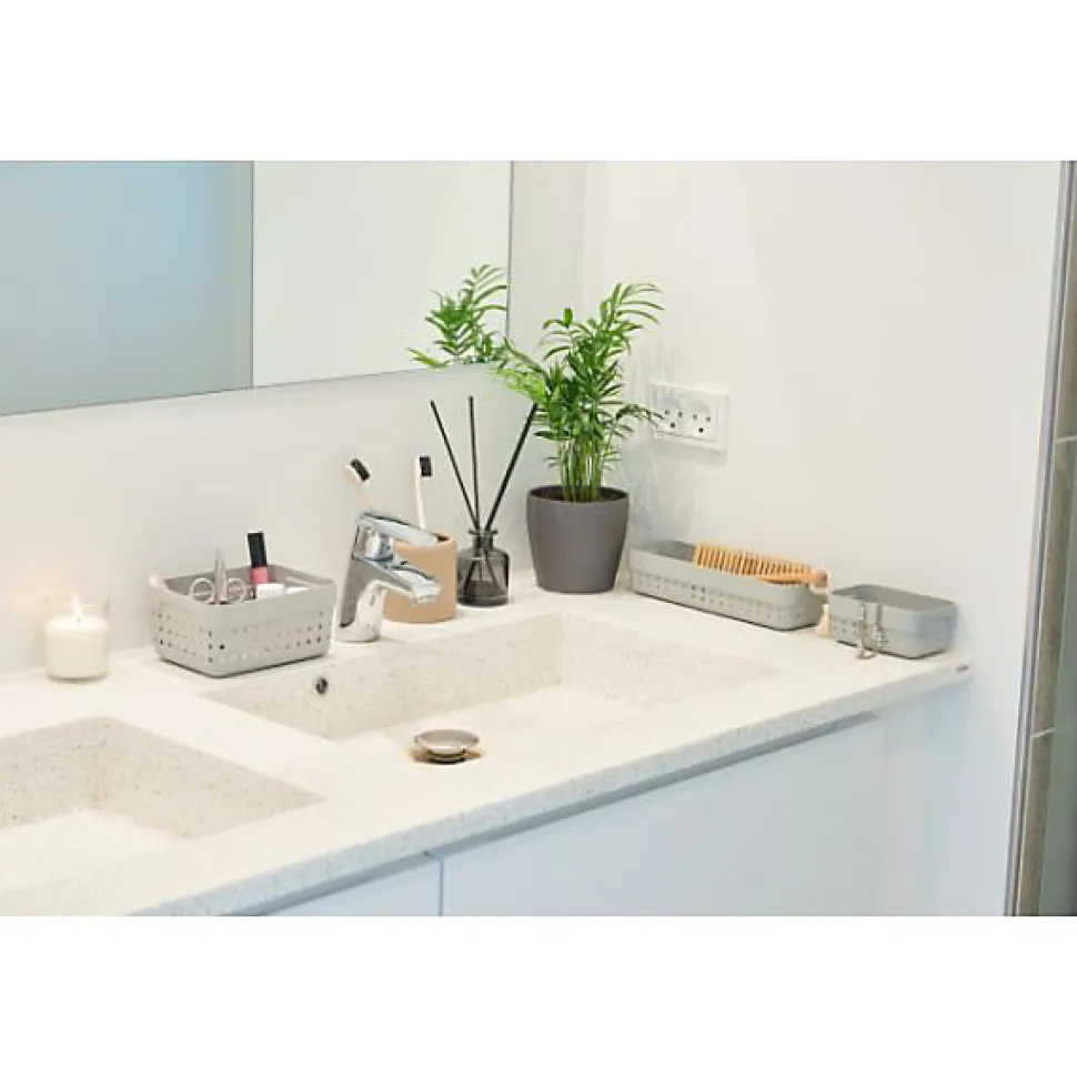 Corbeille de rangement élégante pour salle de bain M - Blanc