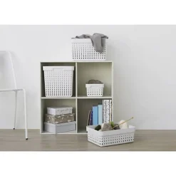 Corbeille de rangement élégante pour salle de bain M - Blanc