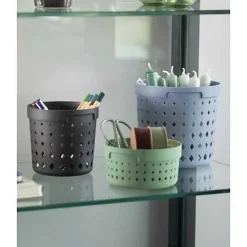 Corbeille de rangement ronde en plastique élégante Seoul L - Bleu