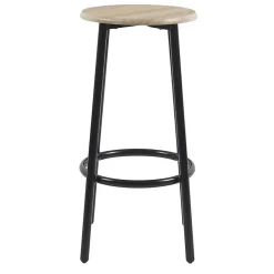 CORTEZ - Ensemble Table Haute et 4 Tabourets en MDF et Pieds Métal Noir