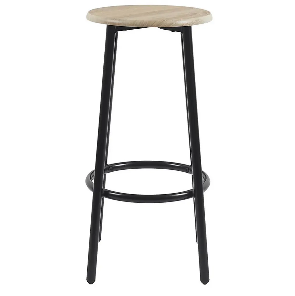 CORTEZ - Ensemble Table Haute et 4 Tabourets en MDF et Pieds Métal Noir