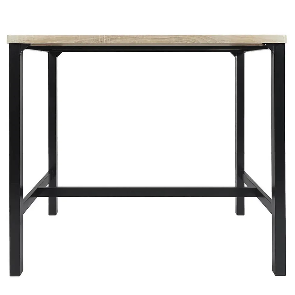 CORTEZ - Ensemble Table Haute et 4 Tabourets en MDF et Pieds Métal Noir
