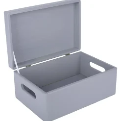 Creative Deco Boite de Rangement en Bois Gris 30 x 20 x 14 cm (+/-1cm) - Couvercle et Poignées - Boîte Souvenirs - Boîte à Jouets
