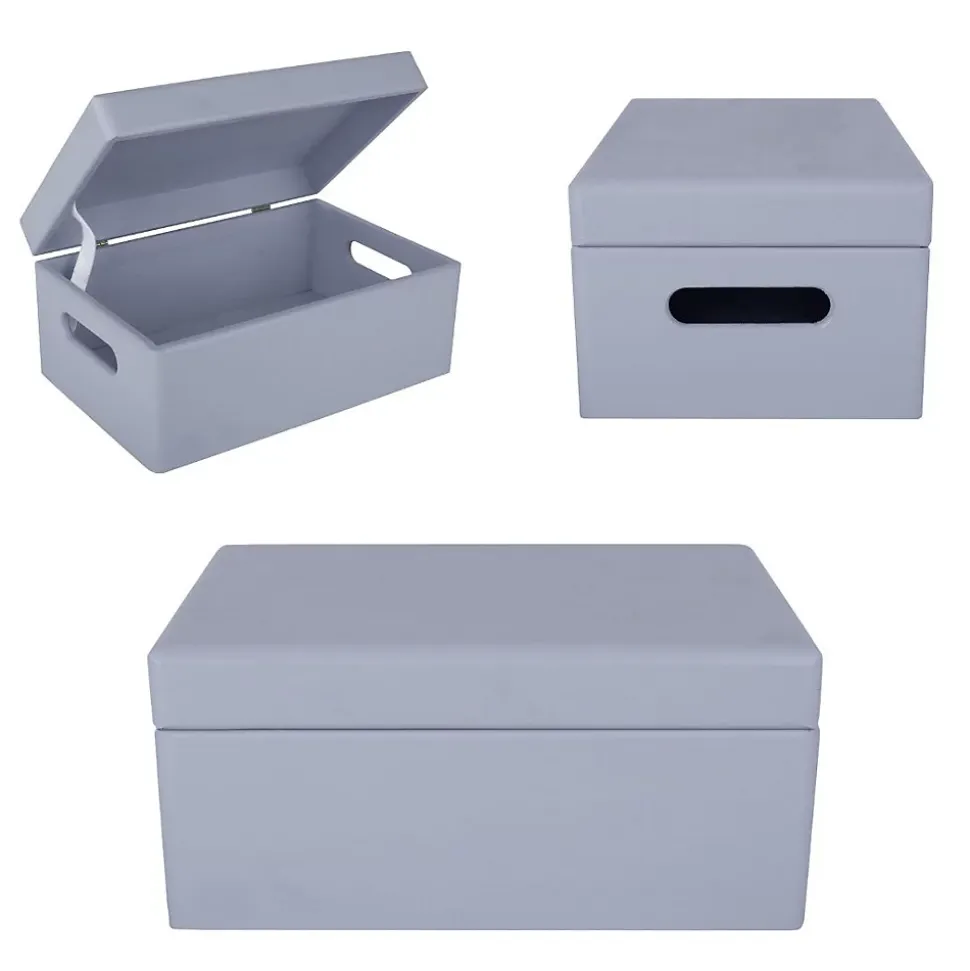 Creative Deco Boite de Rangement en Bois Gris 30 x 20 x 14 cm (+/-1cm) - Couvercle et Poignées - Boîte Souvenirs - Boîte à Jouets