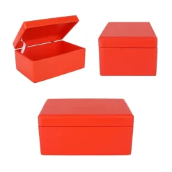 Creative Deco Boite de Rangement en Bois Rouge 30 x 20 x 14 cm (+/- 1 cm) - Avec Couvercle - Boîte à Souvenirs - Boîte à Jouets