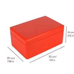 Creative Deco Boite de Rangement en Bois Rouge 30 x 20 x 14 cm (+/- 1 cm) - Avec Couvercle - Boîte à Souvenirs - Boîte à Jouets