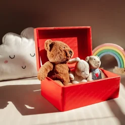 Creative Deco Boite de Rangement en Bois Rouge 30 x 20 x 14 cm (+/- 1 cm) - Avec Couvercle - Boîte à Souvenirs - Boîte à Jouets