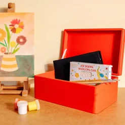 Creative Deco Boite de Rangement en Bois Rouge 30 x 20 x 14 cm (+/- 1 cm) - Avec Couvercle - Boîte à Souvenirs - Boîte à Jouets