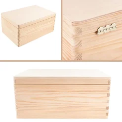 Creative Deco Boite de Rangement en Bois 30 x 20 x 14 cm (+/- 1 cm) - Non Peint - Boîte à Souvenirs - Brut et Non Poncé