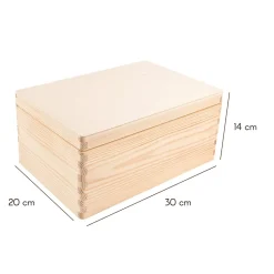 Creative Deco Boite de Rangement en Bois 30 x 20 x 14 cm (+/- 1 cm) - Non Peint - Boîte à Souvenirs - Brut et Non Poncé