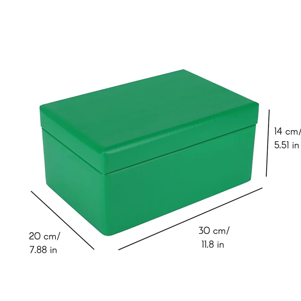 Creative Deco Boite de Rangement en Bois Vert 30 x 20 x 14 cm (+/- 1 cm) - Avec Couvercle - Boîte à Souvenirs - Boîte à Jouets