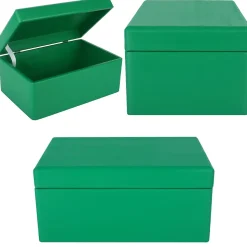 Creative Deco Boite de Rangement en Bois Vert 30 x 20 x 14 cm (+/- 1 cm) - Avec Couvercle - Boîte à Souvenirs - Boîte à Jouets