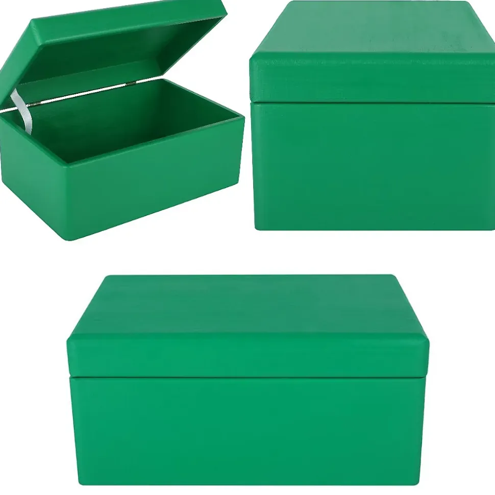 Creative Deco Boite de Rangement en Bois Vert 30 x 20 x 14 cm (+/- 1 cm) - Avec Couvercle - Boîte à Souvenirs - Boîte à Jouets
