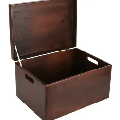 Creative Deco Boite de Rangement en Bois Marron 40 x 30 x 24 cm (+/-1cm) - Couvercle et Poignées - Boîte Souvenirs - Boîte à Jouet