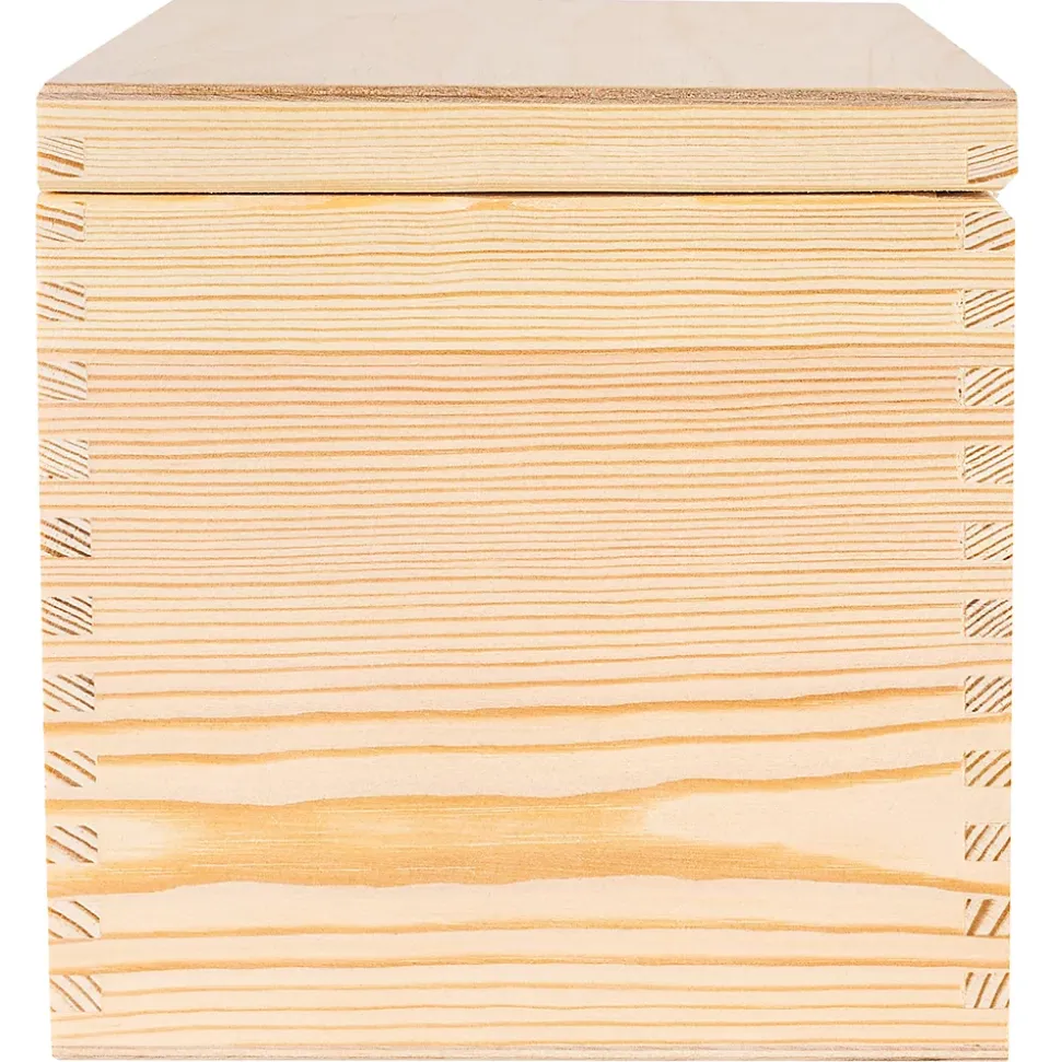 Creative Deco Boite Rangement Carré en Bois 16 x 16 x 16 cm (+/- 1 cm) - Organiseur Bureau Boîte à Bijoux, Coffre, Malle, Caisse