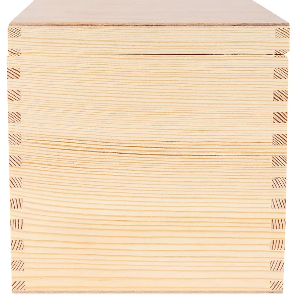 Creative Deco Boite Rangement Carré en Bois 16 x 16 x 16 cm (+/- 1 cm) - Organiseur Bureau Boîte à Bijoux, Coffre, Malle, Caisse