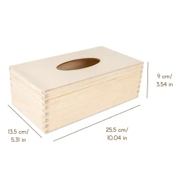Creative Deco Boîte à Mouchoirs en Bois Naturel 25,5 x 13,5 x 9 cm - Boîte Rangement Tissus - Bureau, Cuisine, Salle de Bain