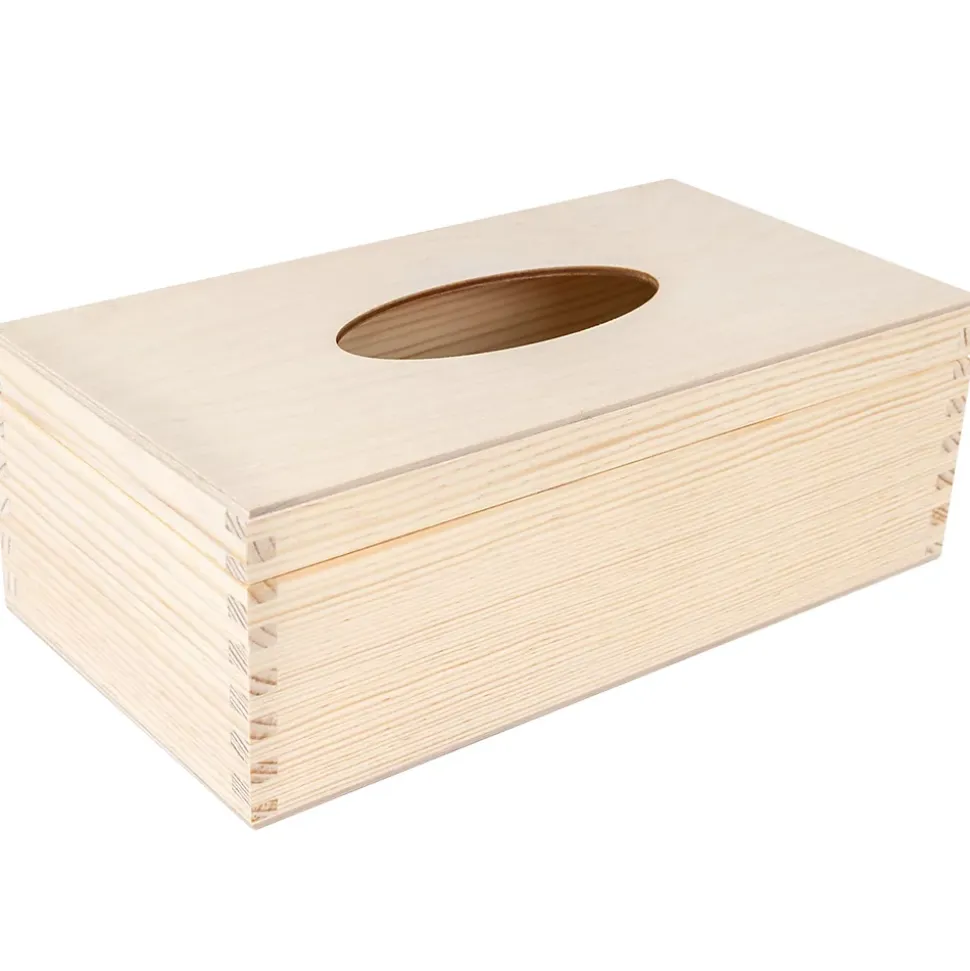 Creative Deco Boîte à Mouchoirs en Bois Naturel 25,5 x 13,5 x 9 cm - Boîte Rangement Tissus - Bureau, Cuisine, Salle de Bain
