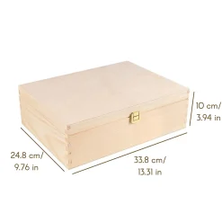 Creative Deco Boîte De Rangement A4 Bois Brut 33,8 x 24,8 x 10 cm - Avec Couvercle Et Serrure - Bijoux Documents Souvenirs Cartes