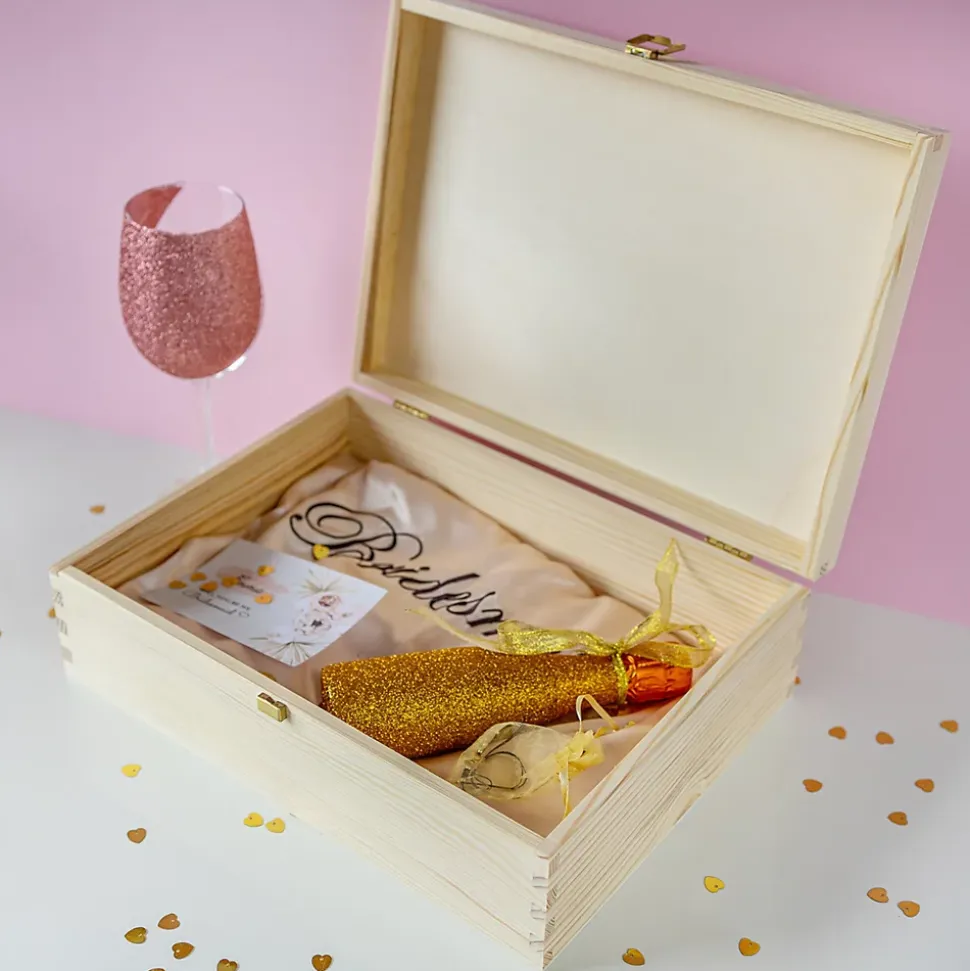 Creative Deco Boîte De Rangement A4 Bois Brut 33,8 x 24,8 x 10 cm - Avec Couvercle Et Serrure - Bijoux Documents Souvenirs Cartes