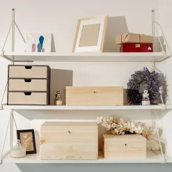 Creative Deco Boîte en Bois avec Clé - 40 x 30 x 24 cm - Boîte de Rangement Non Peinte et Brut - Coffre à Souvenirs avec Couvercle