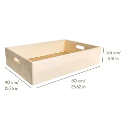 Creative Deco Caisse en Bois avec Poignées 60 x 40 x 13,5 cm (+/-1cm) - Boîte de Rangement Multifonction pour Cuisine