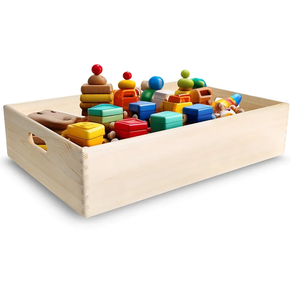 Creative Deco Caisse en Bois avec Poignées 60 x 40 x 13,5 cm (+/-1cm) - Boîte de Rangement Multifonction pour Cuisine