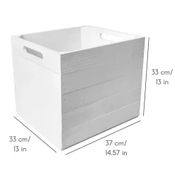 Creative Deco Caisse en Bois Blanc Compatible Étagères KALLAX et EXPIDIT 33 x 37 x 33 cm - Cube de Rangement - Kallax Rangement