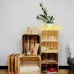 Creative Deco Caisse en Bois Naturel avec Etagere 50 x 40 x 30 cm - Caisse Bois Rangement Vintage - Cagette Bois Deco - Caisse Vin
