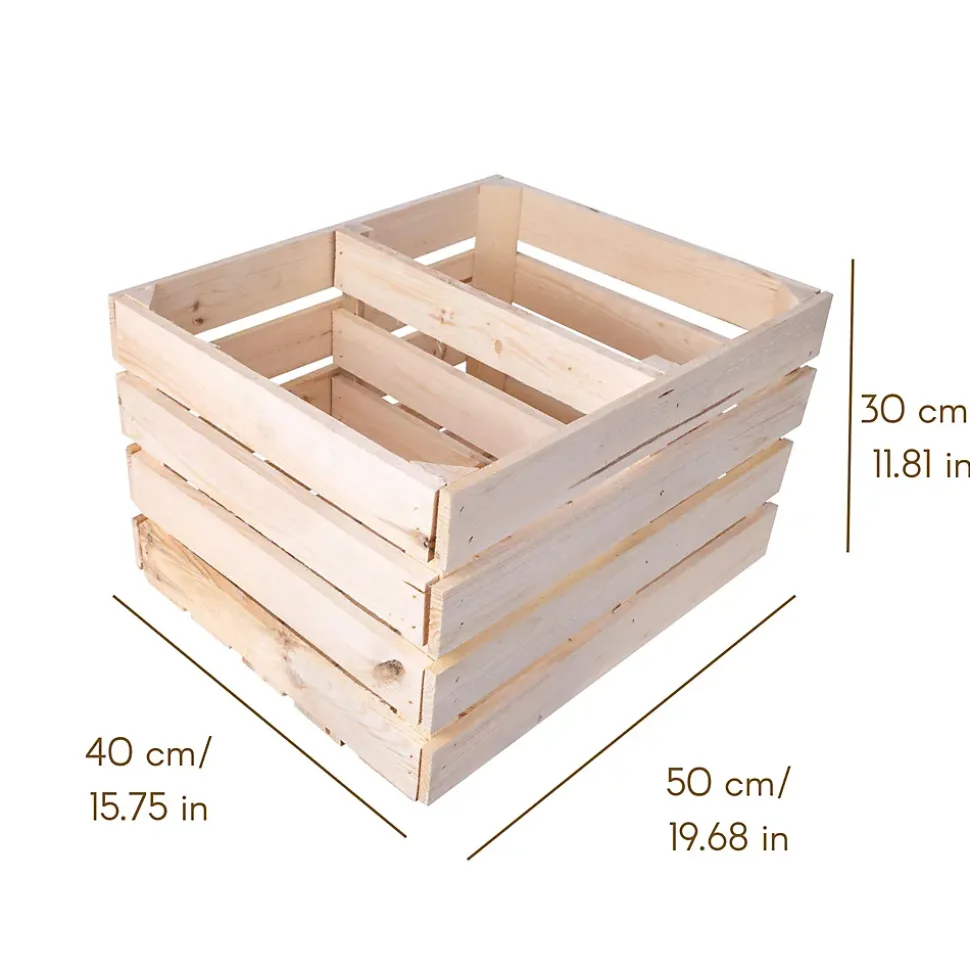 Creative Deco Caisse en Bois Naturel avec Etagere 50 x 40 x 30 cm - Caisse Bois Rangement Vintage - Cagette Bois Deco - Caisse Vin