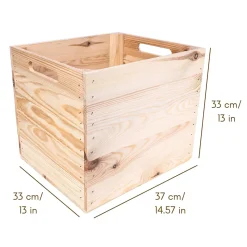 Creative Deco Caisse en Bois Naturel Compatible Étagères KALLAX et EXPIDIT 33 x 37 x 33 cm - Cube de Rangement - Kallax Rangement