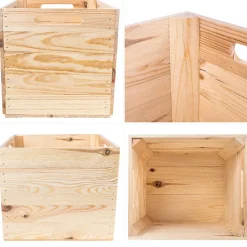 Creative Deco Caisse en Bois Naturel Compatible Étagères KALLAX et EXPIDIT 33 x 37 x 33 cm - Cube de Rangement - Kallax Rangement